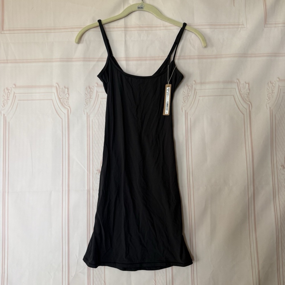 Skims Fits Everybody Lace Slip Dress Onyx Black Size XS NWT $68